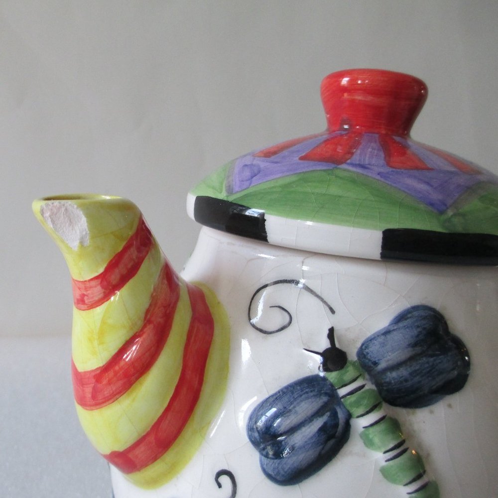 VINTAGE DRAGONFLY CERAMIC TEAPOT - Picture 12 of 14